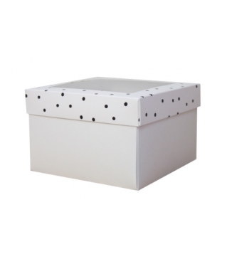 Коробка подарочная с окном 150*150*100 мм, дизайн МО2024-3 с белым дном