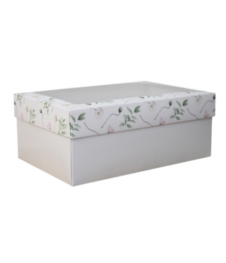 Коробка подарочная с окном 180*110*70 мм, дизайн МО2024-7 с белым дном