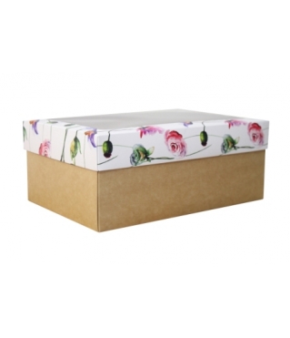 Коробка подарочная с окном 200*120*100 мм, дизайн МО2024-5 с крафт дном