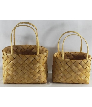 Набор корзин плетеных (секвойя), 29x20x21/38 B:27x12 см, 24x14x18/33 B:23x8 см, 2 шт., натур.