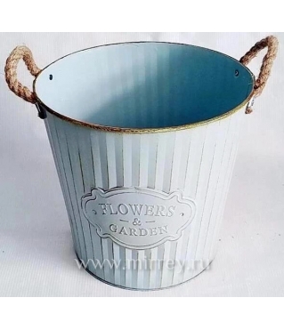 Кашпо металлическое 16*17*10, 1 шт., нежно-голубой