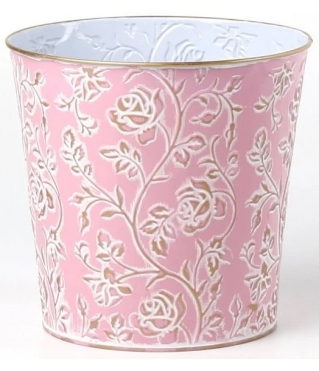 Декоративное кашпо D17,5XH17/B13СМ, св.розовый/белый, металл
