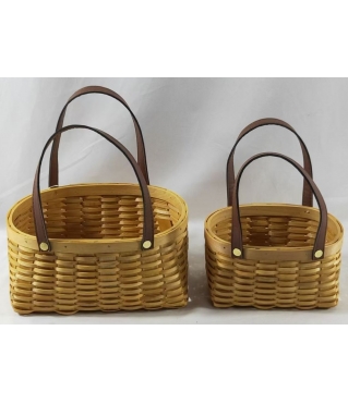 Набор корзин плетеных (секвойя), 24x19x11/25 B:22x14 см, 18x14x9,5/21 B:16x9 см, 2 шт., натур.