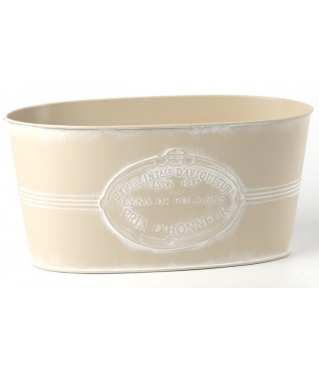 Декоративное овальное кашпо 29.5X15.5XH14.5CM B:25X11.7CM, молочный, металл