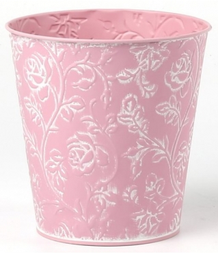 Декоративное кашпо D14XH14,5/B10СМ. св.розовый, металл