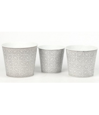 Набор декоративных кашпо 17X14.5CM B13,15X13.5CM B12,13.5X12.3CM B10, 3 шт., светло-серый, металл