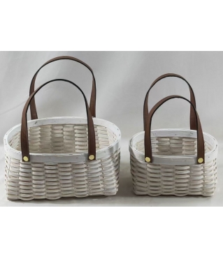 Набор корзин плетеных (секвойя), 24x19x11/25 B:22x14 см, 18x14x9,5/21 B:16x9 см, 2 шт., белый