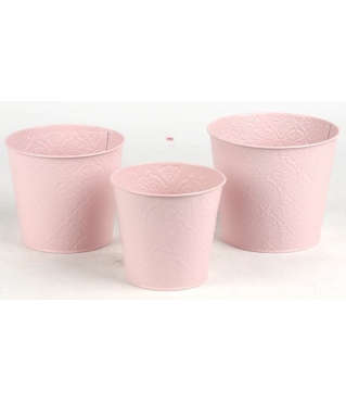 Набор декоративных кашпо 17X14.5CM B13,15X13.5CM B12,13.5X12.3CM B10, 3 шт., св.-розовый, металл