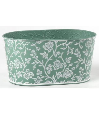 Декоративное овальное кашпо 22.5X13.5XH11.5CM 20X11СМ, бирюзовый, металл