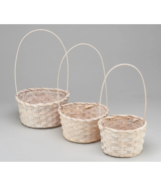 Набор корзин плетеных (бамбук), D16xH10/32 см, D18xH10/34 см, D21xH10/36 см, 3 шт., белый