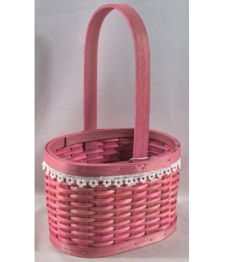 Корзина плетеная (секвойя),18x12x11/30 B:19x12 см, 1 шт., розовый