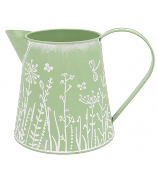 Декоративное кашпо-кувшин 19XBD14XH13.5/14.5CM T:D10CM, зеленый, металл