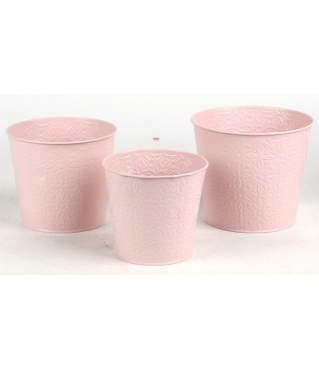 Набор декоративных кашпо 17X14.5CM B13,15X13.5CM B12,13.5X12.3CM B10, 3 шт., светло-розовый, металл