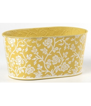 Декоративное овальное кашпо 22.5X13.5XH11.5CM 20X11СМ, желтый, металл