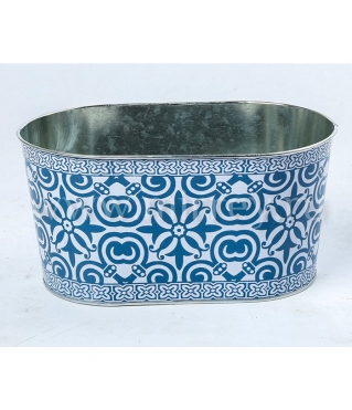 Декоративное овальное кашпо "Орнамент" 22.5X13.7XH11.3 см. металл