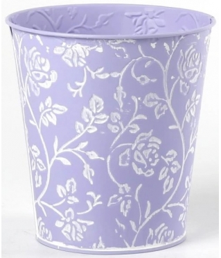 Декоративное кашпо D14XH14,5/B10СМ, св.сиреневый, металл