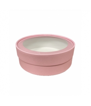 Коробка круглая с окном 250*80 мм, розовый