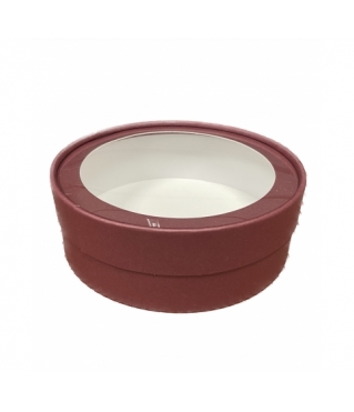 Коробка круглая с окном 250*80 мм, бордовый