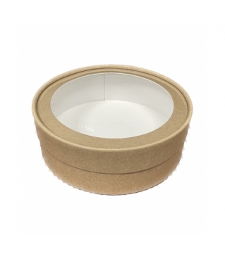 Коробка круглая с окном 250*80 мм, крафт