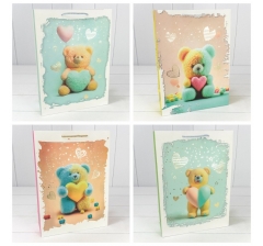 Пакет подарочный с тиснением "Мишки" (микс 314) 30*41,5*12 210г 1/20 1/80