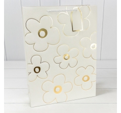 Пакет подарочный с тиснением "Цветы" (337) 31*42*12 210г Белый 1/20 1/80