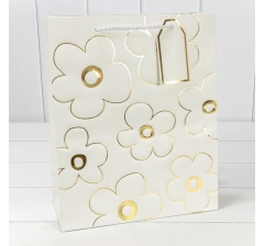 Пакет подарочный с тиснением "Цветы" (337) 26*32*12 210г Белый 1/20 1/240
