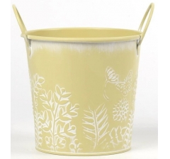 Декоративное кашпо "Летний луг" 18,5XD16,5XH15,5/19,5СМ BD13СМ, св.желтый, металл