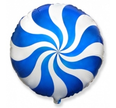 Фольгированный шар (18''/46 см) Круг, Леденец, Синий