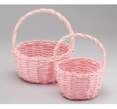 Набор корзин плетеных (ива), D24x13/26 см, D18x11/23 см, 2 шт., розовый