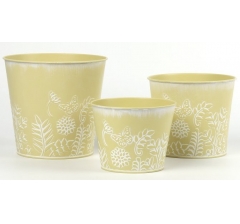 Набор декоративных кашпо D17,5XH16CM BD13CM; D15XH13,5CM BD12CM; D13,5XH10,5CM BD10CM, 3 шт., св.желтый