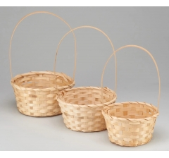 Набор корзин плетеных (бамбук), D16xH10/32 см, D18xH10/34 см, D21xH10/36 см, 3 шт., натуральный