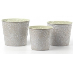 Набор декоративных кашпо 17X14.5CM B13,15X13.5CM B12,13.5X12.3CM B10, 3 шт., св.серый, металл