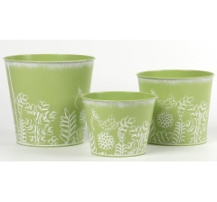 Набор декоративных кашпо D17,5XH16CM BD13CM; D15XH13,5CM BD12CM; D13,5XH10,5CM BD10CM, 3 шт., зеленый