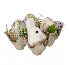 Композиция с пасхальными яйцами и кроликом, L10,5 W10 H8,5 см