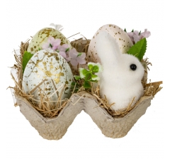 Композиция с пасхальными яйцами и кроликом, L10,5 W10 H8,5 см