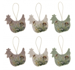 Набор из 6-ти подвесных украшений Курица, L25 W9 H1,5 см