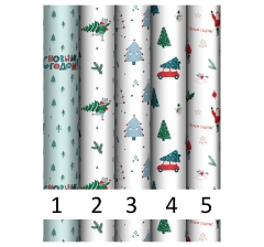 Упаковочная бумага глянц. 70*100см, "New Year", 80г/м2, дизайн 5