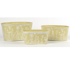 Набор декоративных кашпо 26X16XH13CM B22X12,5CM; 23X14,5XH11CM B20X11,5CM; 19X11,5XH9,5CM B16,5X9CM, 3 шт., св.желтый