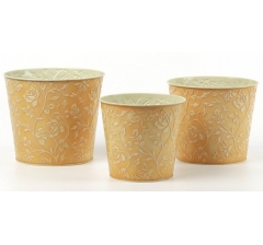 Набор декоративных кашпо 17X14.5CM B13,15X13.5CM B12,13.5X12.3CM B10, 3 шт., желтый, металл
