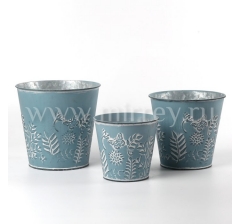 Набор декоративных кашпо L:18XH17.3 см, M:16XH15.3 см, S:13XH12.3 см, 3 шт., голубой, металл