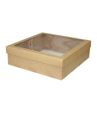 Коробка самосборная с окном 250*250*80 мм, крафт
