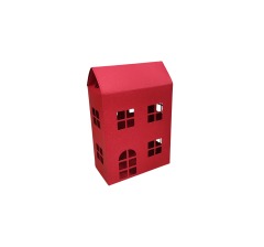 Коробка-домик 150*75*180 мм (до крыши) мм ( до крыши), красная