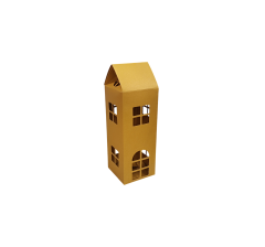 Коробка-домик 75*75*180 мм (до крыши) мм ( до крыши), золотистая