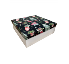 Коробка подарочная 200*200*70 мм, дизайн МО2025-11 с белым дном