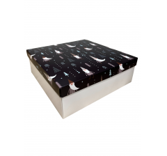 Коробка подарочная 200*200*70 мм, дизайн МО2025-1 с белым дном