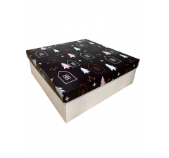 Коробка подарочная 270*180*50 мм, дизайн МО2025-9 с крафт/белым дном