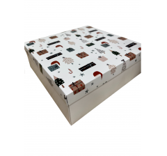 Коробка подарочная 270*180*50 мм, дизайн МО2025-4 с крафт/белым дном