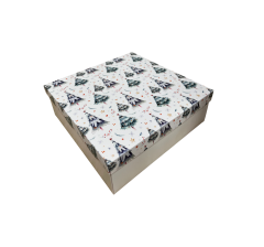 Коробка подарочная 270*180*50 мм, дизайн МО2025-8 с крафт/белым дном