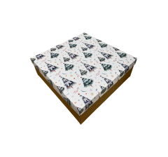 Коробка подарочная 200*200*70 мм, дизайн МО2025-8 с крафт дном