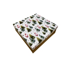 Коробка подарочная 200*200*70 мм, дизайн МО2025-2 с крафт дном